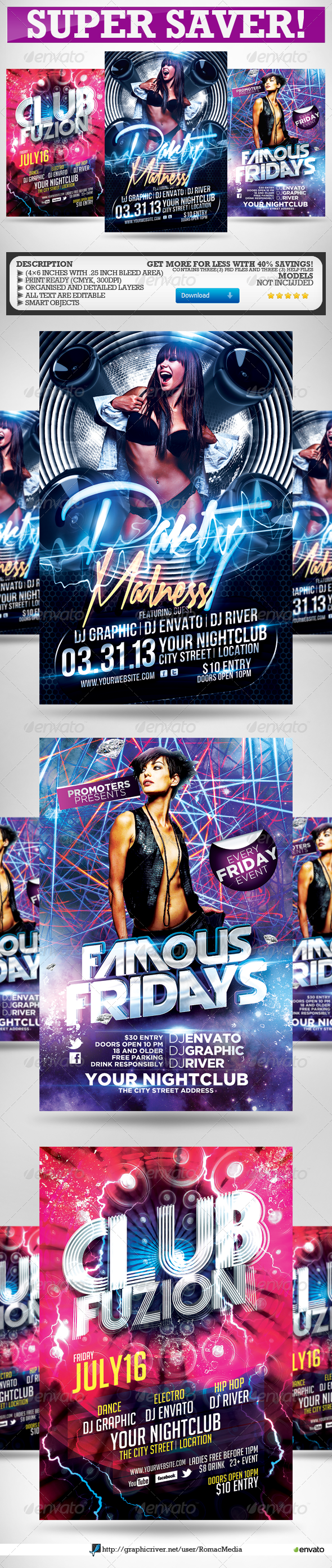 Intense Club Party Flyers Super Bundle - Clubs & Parties Events
