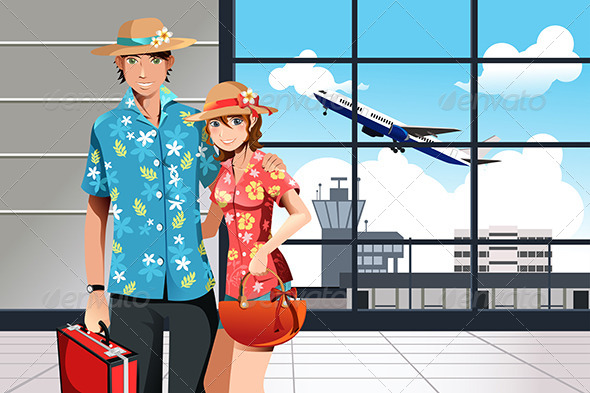 Summer Traveling Couple - Seasons/Holidays Conceptual