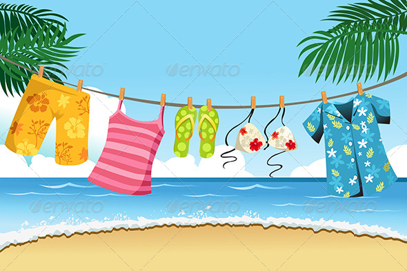 Drying Summer Clothes - Objects Vectors