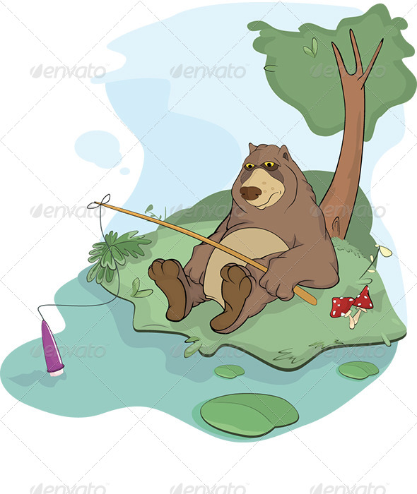 Bear the Fisherman Cartoon - Animals Characters