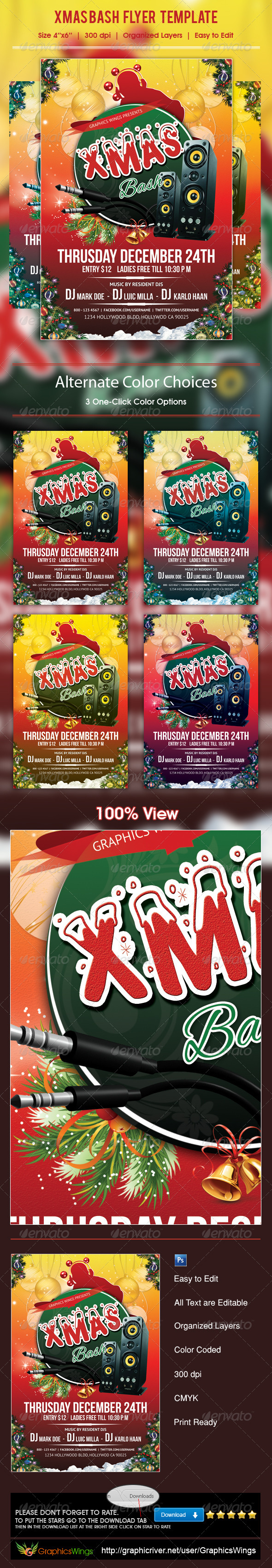 Xmas Bash Flyer Template - Clubs & Parties Events