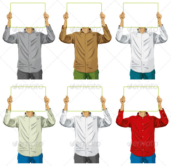 Man with Write Board Against his Head - People Characters