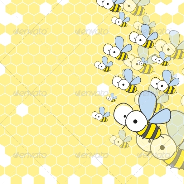 Bees and Honeycomb. Spring Background. - Seasons Nature