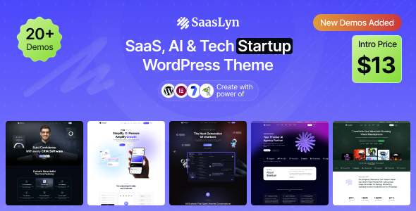Saaslyn – Saas, AI & Tech Startup WordPress Theme