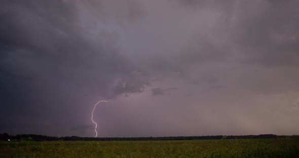 Slow Motion Lightning Strike Thunderstorm Concept