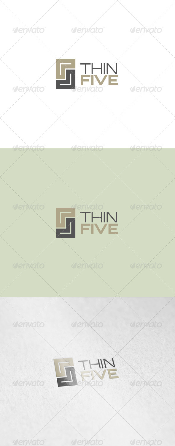 Thin Five Logo - Numbers Logo Templates