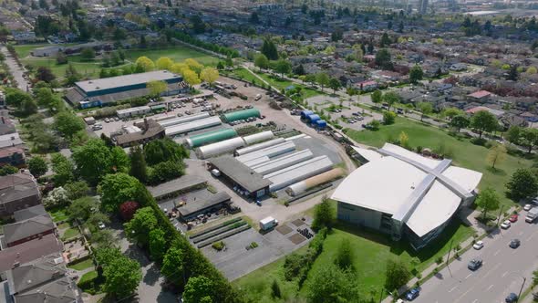 Aerial View Of Sunset Community Centre Building At The Main Street In Vancouver, BC, Canada. alt
