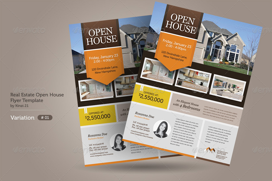 Real Estate Open House Flyers, Print Templates | GraphicRiver