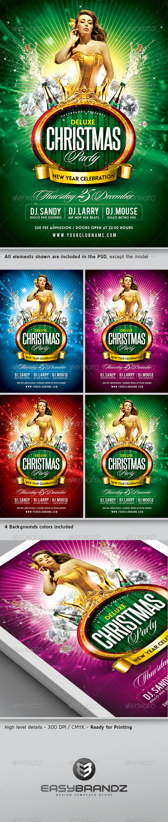 Deluxe Christmas Party Flyer Template - Holidays Events