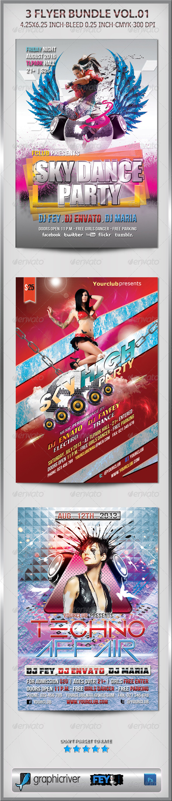 3 Flyer Bundle Vol.01 - Clubs & Parties Events