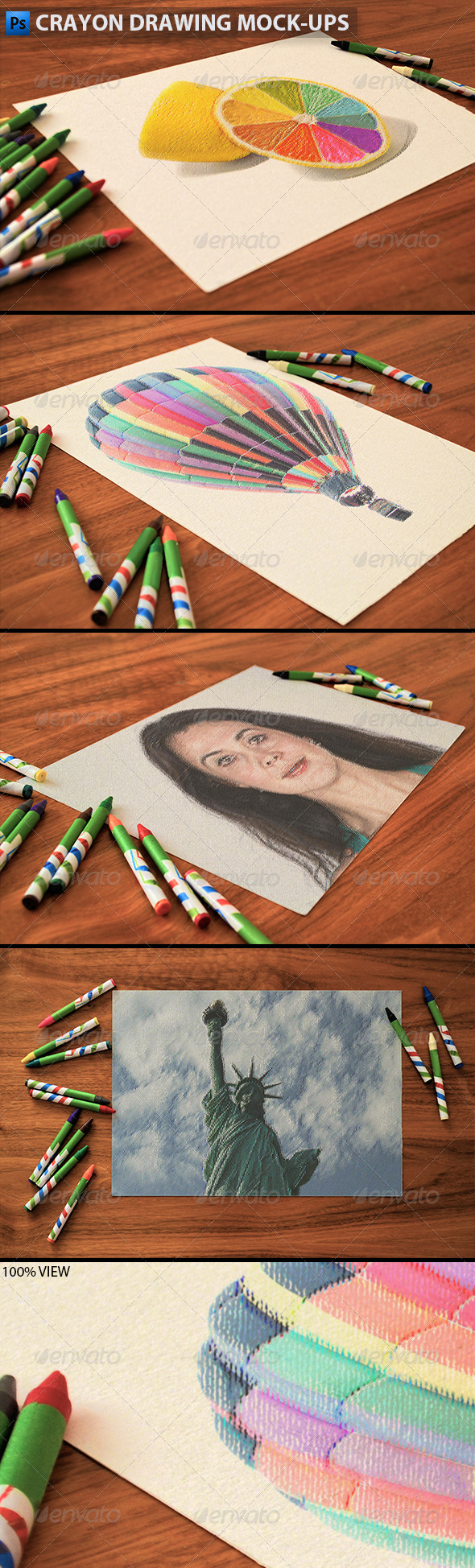Crayon Drawing Mock-ups - Product Mock-Ups Graphics