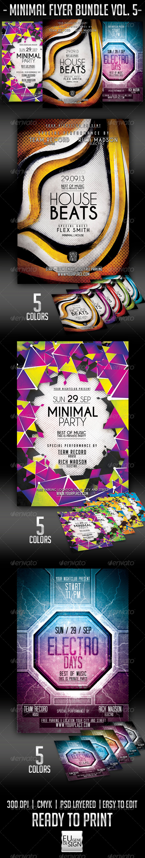Minimal Flyer Bundle Vol.5 - Clubs & Parties Events