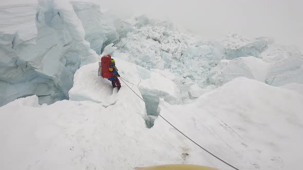 Mountaineers at the Summit of Mount Lhotse Himalaya Range