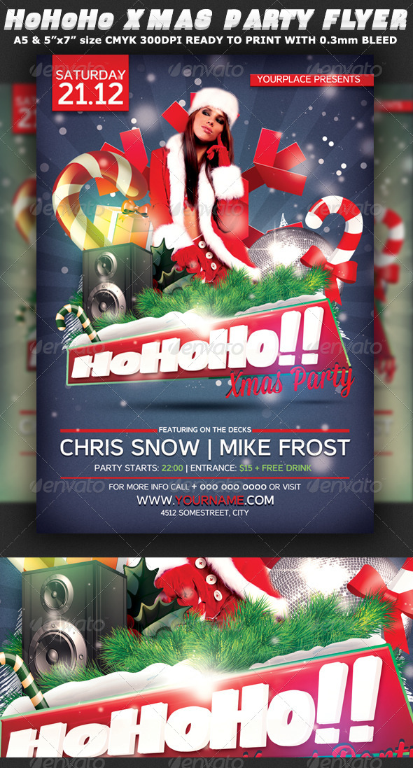 HoHoHo Xmas Party Flyer Template - Clubs & Parties Events