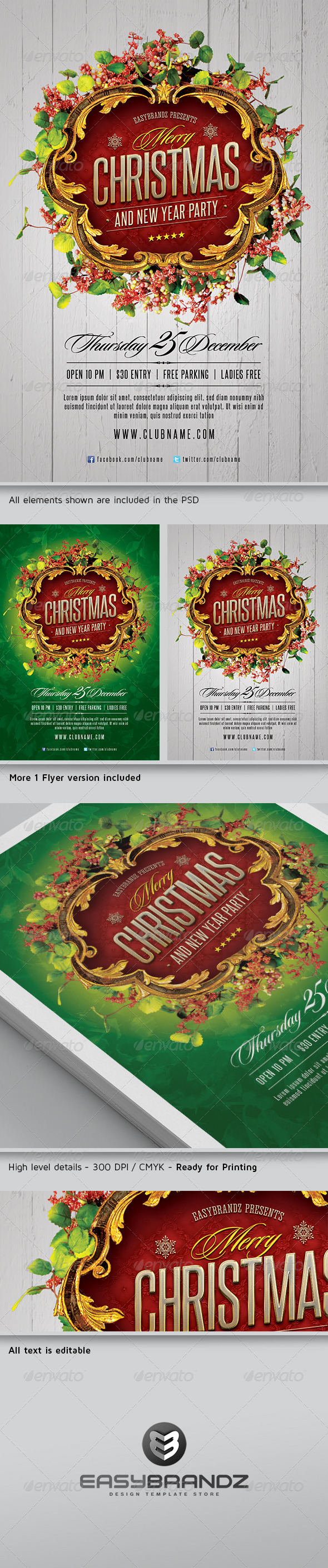 Merry Christmas Flyer Template - Holidays Events