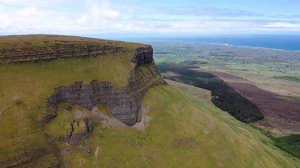 Aerial View of the Mountain Benbulbin in County Sligo Ireland alt
