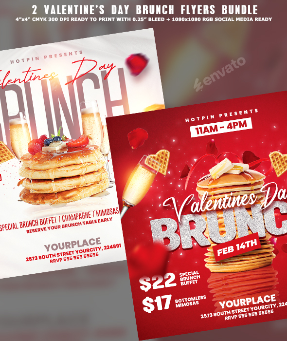 Valentines Day Brunch Flyer Bundle