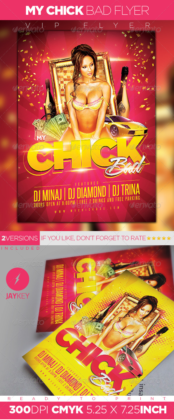 My Chick Bad Party Flyer - Clubs & Parties Events