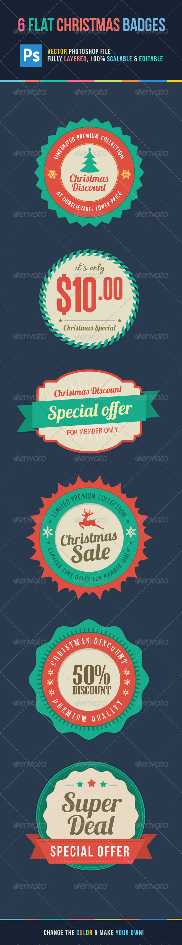 Flat Christmas Sale Badges - Badges & Stickers Web Elements