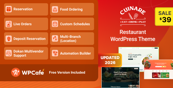 Cuinare - Multivendor Restaurant WordPress Theme