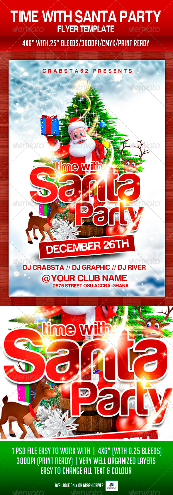 Time With Santa Party Flyer Template - Flyers Print Templates