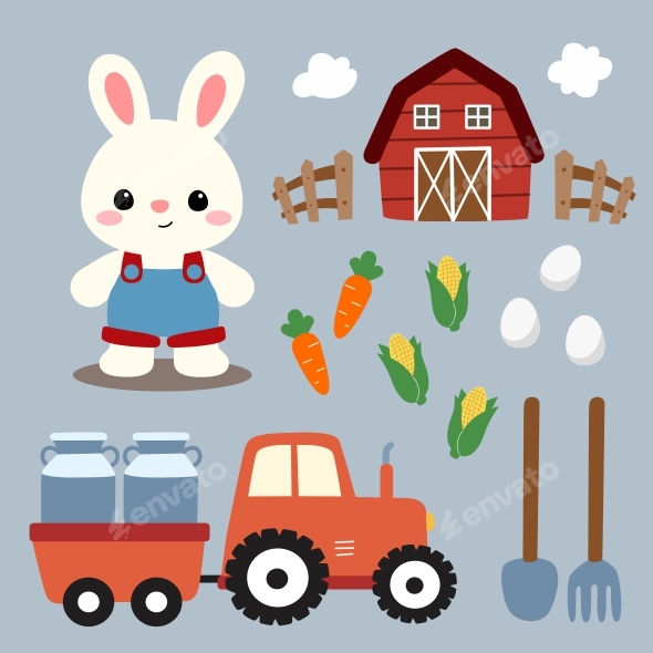 Cute Little Bunny On Farm