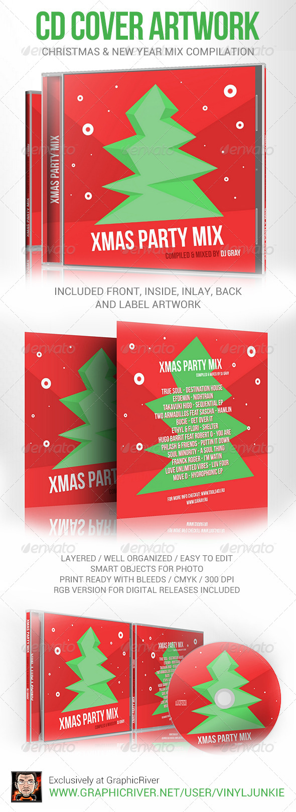 Xmas Party Mix CD Cover Artwork - CD & DVD Artwork Print Templates