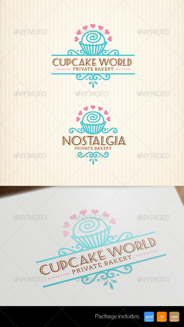 Cupcake Bakery Stylish Logo Template - Food Logo Templates