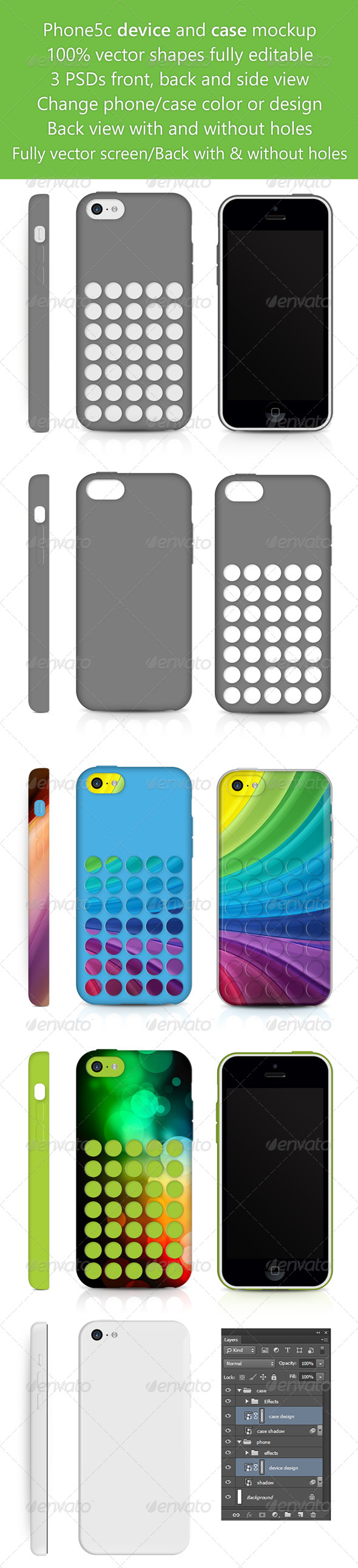 Phone5c Phone Skin and Case design Mockup