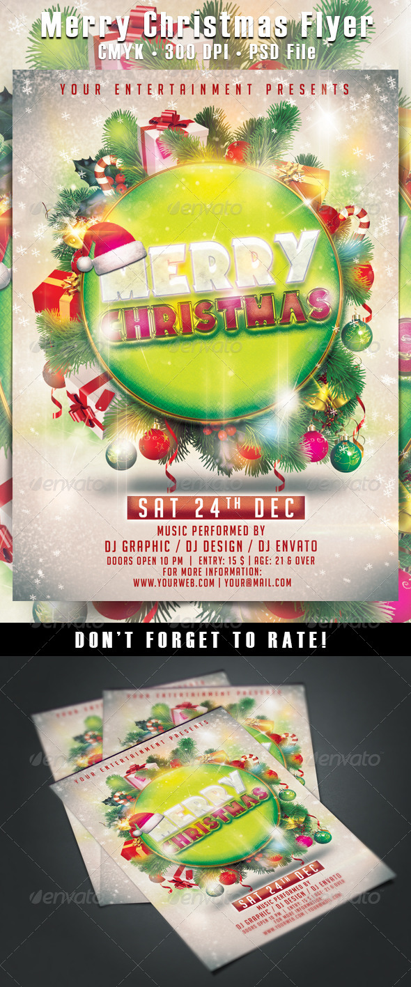 Merry Christmas Flyer - Clubs & Parties Events