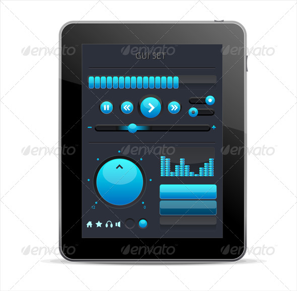 Blue GUI Elements for Tablet - Web Technology