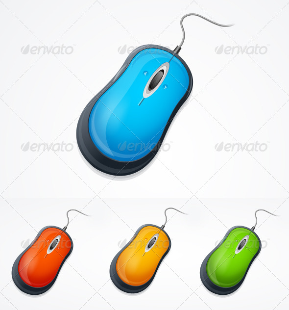 Vector Computer Mouse Set Isolated on White - Computers Technology