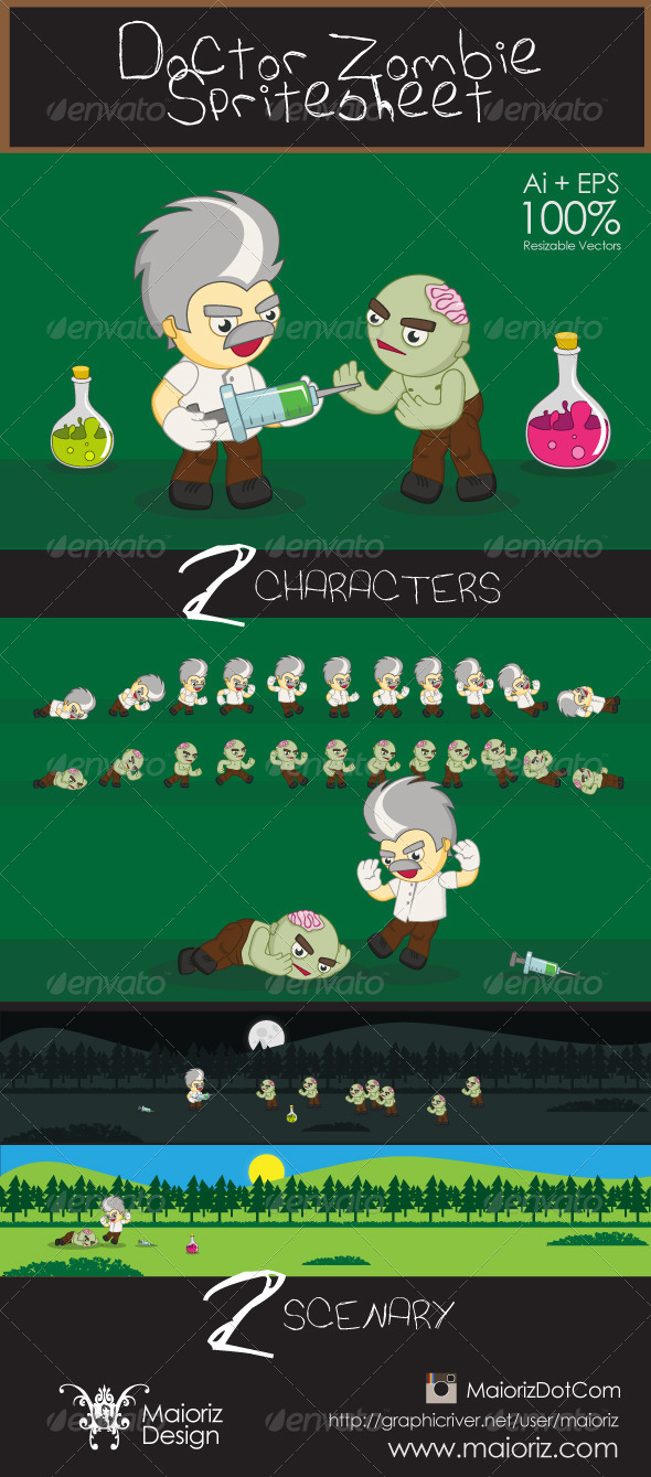 Doctor Zombie Spritesheet - Sprites Game Assets