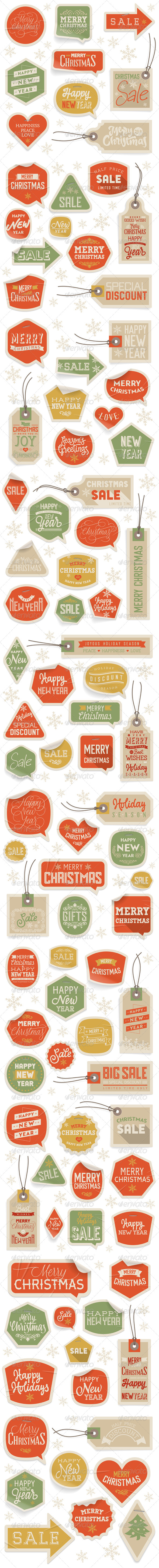 Stickers and Labels for Christmas and New Year - Christmas Seasons/Holidays