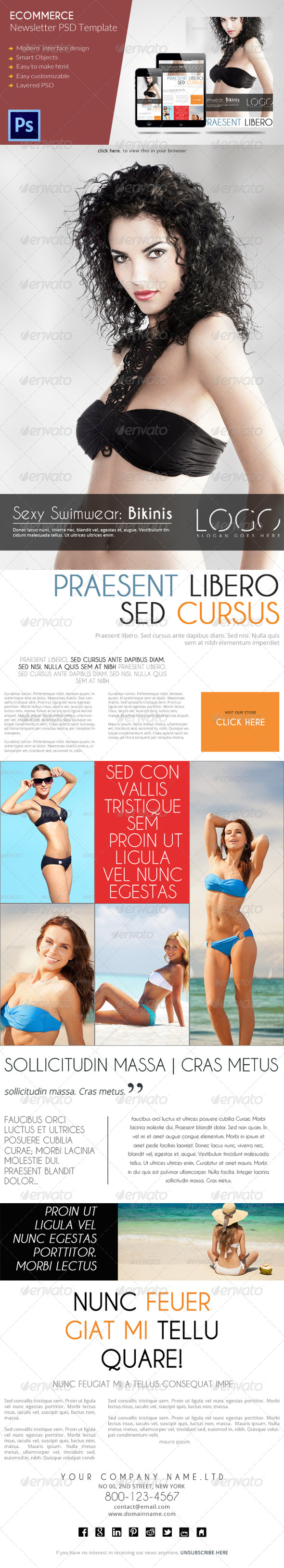 Ecommerce Newsletter PSD Template - E-newsletters Web Elements