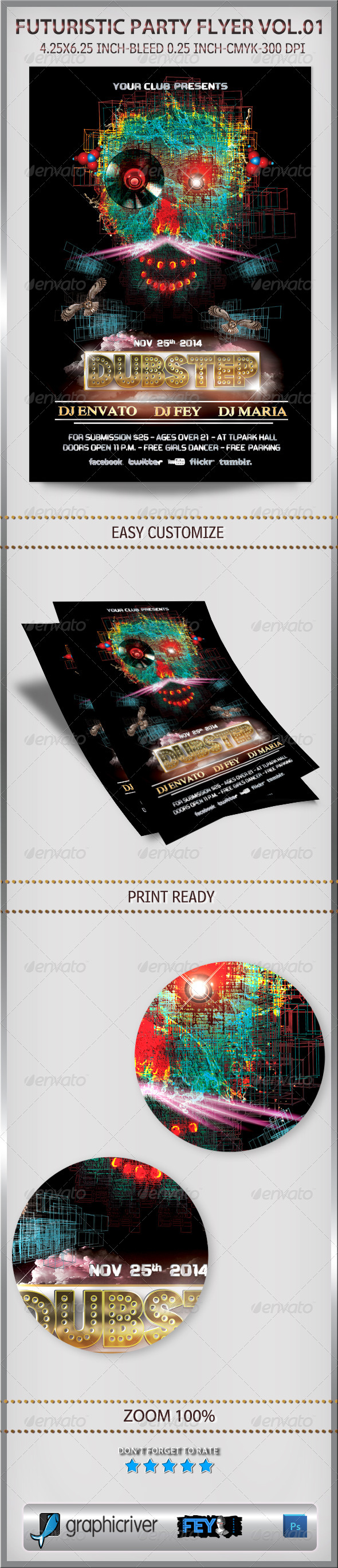Futuristic Party Flyer Vol.01 - Clubs & Parties Events