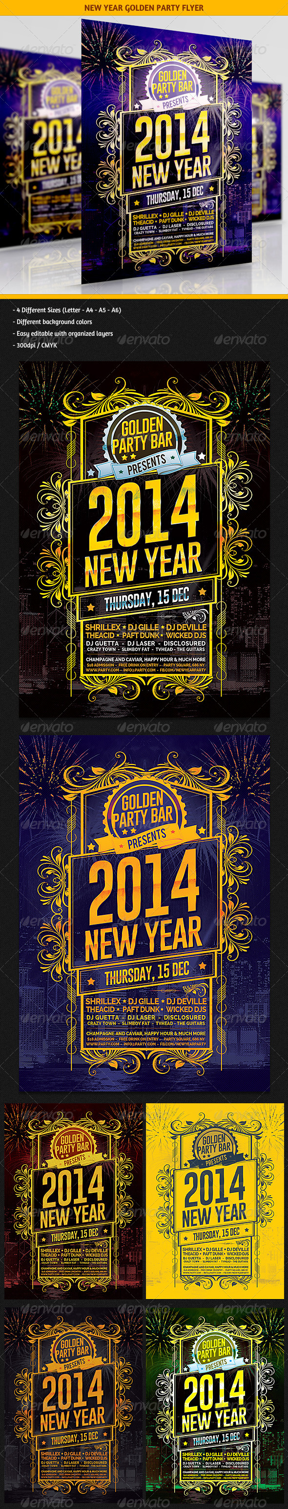 New Year Golden Party Flyer - Clubs & Parties Events