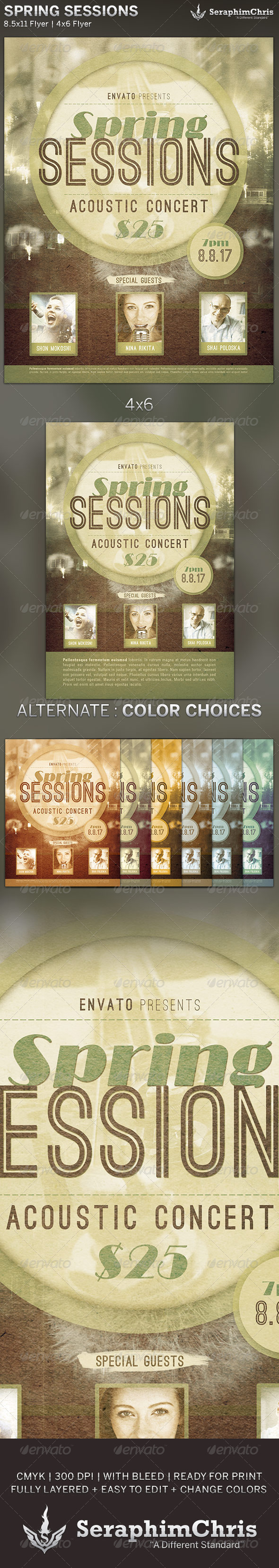 Spring Sessions: Concert Flyer Template - Concerts Events