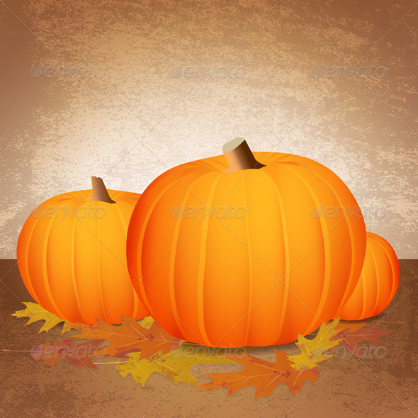 Vector Fall Pumpkins and Leaves - Seasons/Holidays Conceptual