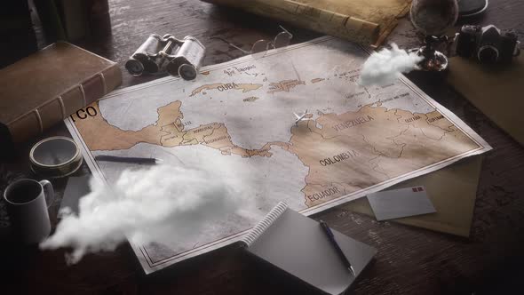 Vintage Travel World Map Country Costa Rica Location alt