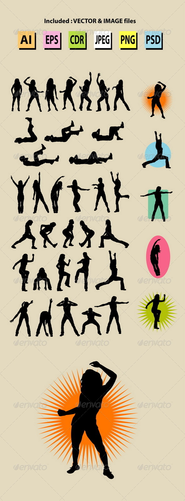 Female Aerobic Dance Silhouettes - Sports/Activity Conceptual