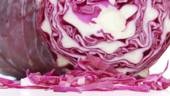 Red Cabbage With Cuttings Closeup