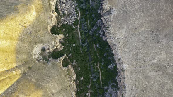 Ihlara Valley Canyon View From Air During Sunrise