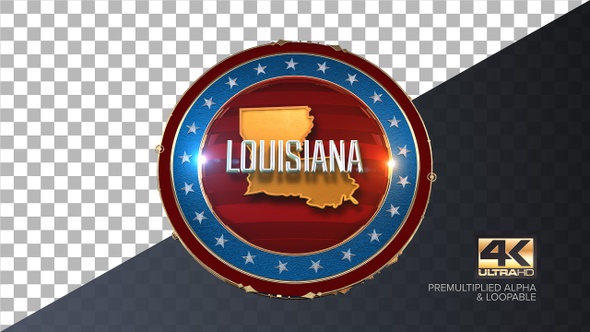 Louisiana United States of America State Map with Flag 4K