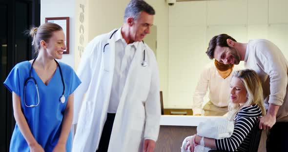 Doctors and patient interacting with each other alt