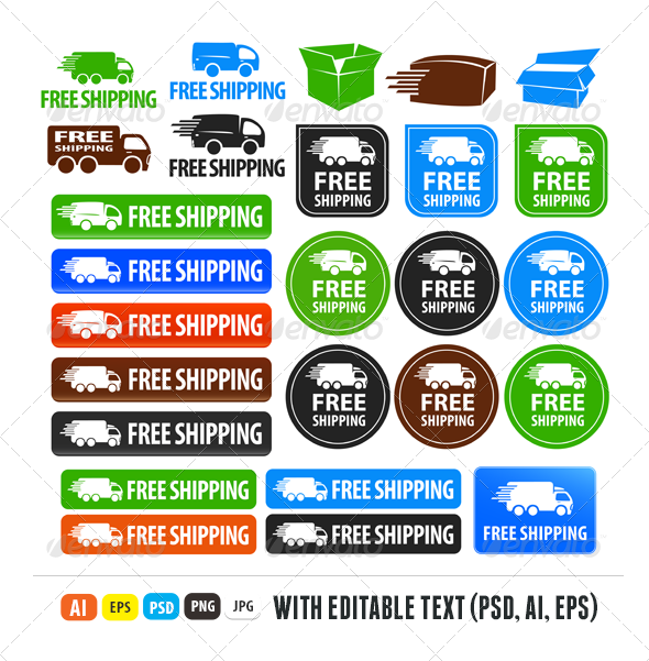 Free Shipping Badges - Badges & Stickers Web Elements