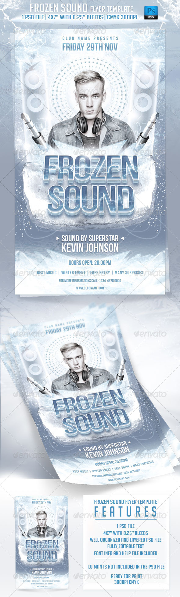 Frozen Sound Flyer Template - Clubs & Parties Events