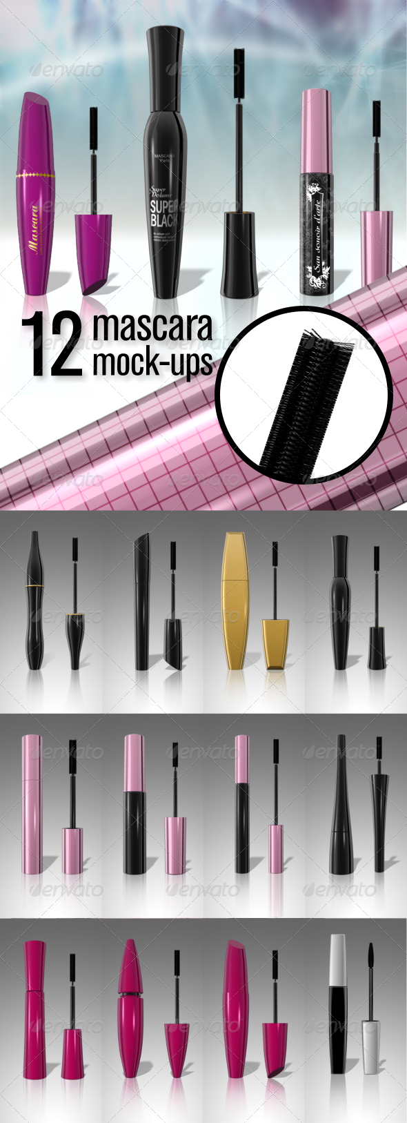 12 Mascara Mock-Ups - Beauty Packaging