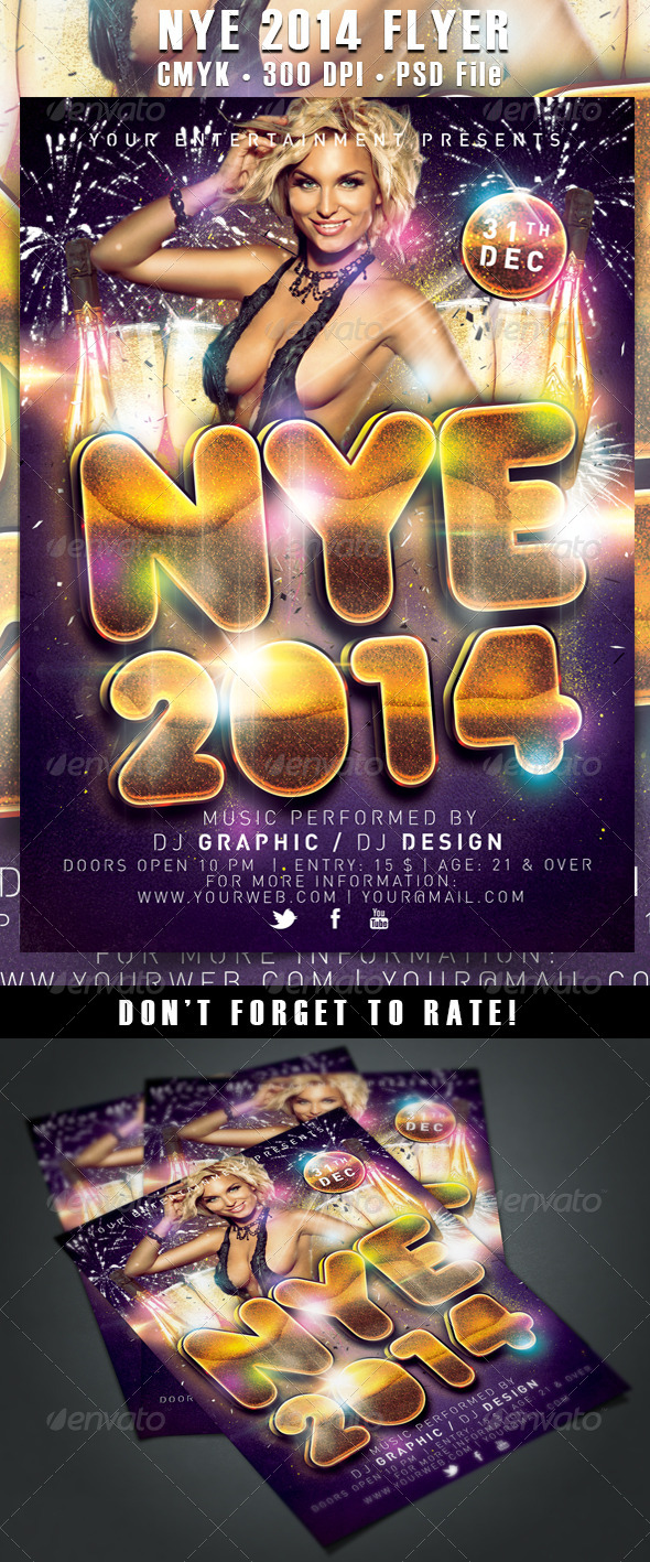NYE / New Year's Eve 2014 Flyer - Clubs & Parties Events