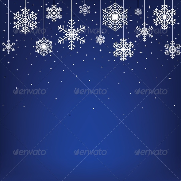 Christmas Card with Hanging Snowflakes - Christmas Seasons/Holidays
